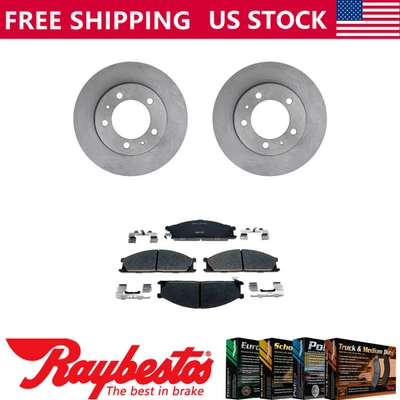 Kit de rotores de freno delanteros + pastillas de cerámica y herrajes para furgoneta 1987-1988 - Raybestos Foto 1 de 4