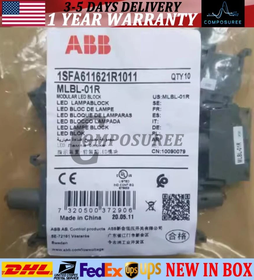 1pcs ABB push button switch lampholder MLBL-01R 24VAC/DC US Free TAX - Image 1 of 1