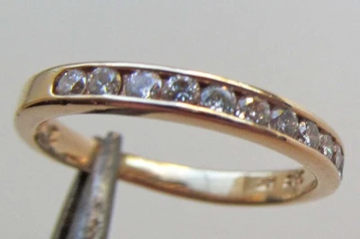 EHI HDS 14K YELLOW GOLD 12 ROUND DIAMONDS WEDDING ANNIVERSARY SIZE 4.75 1.7 GRAM - Image 1 of 4