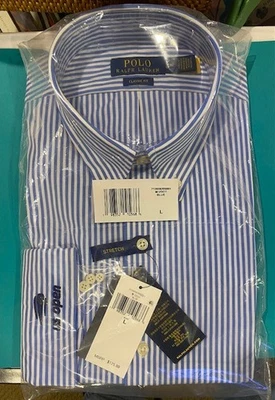 CAMISA DE VESTIR POLO RALPH LAUREN EE. UU. ABIERTA TENIS RAYAS OXFORD GRANDE NUEVA CON ETIQUETAS Foto 1 de 4