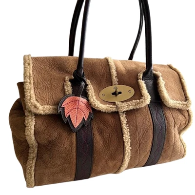 Mulberry Bayswater Bolso de Mano Bolso de Hombro Bloqueo Giratorio Cuero Marrón Oscuro Raro Foto 1 de 4