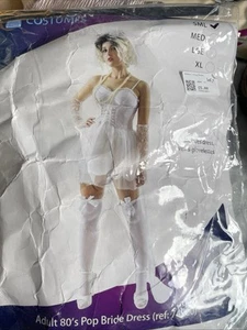 80's Virgin Bride Pop Star Size Small Adult Costume Fancy Dress Hen Do - Picture 1 of 24