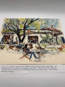 Original Vintage Aquarell Gemälde 8x10" Basar Terrasse von Eleanor Prato - Bild 1 von 4