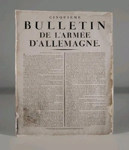 Affiche Placard 1809 Quatrième bulletin De L'armée D' Allemagne 55cm ×43cm - Imagen 1 de 9