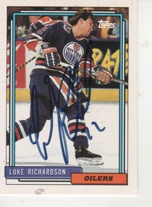 LUKE RICHARDSON SIGNED 1992 TOPPS #409 - EDMONTON OILERS - Picture 1 of 1