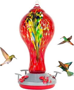 Hummingbird Feeders for Outdoors, Hanging Glass Feeder Red - Picture 1 of 7