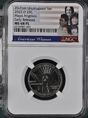 2022-D Proof Like Maya Angelou American Women Qtr NGC MS 68 PL *Early Releases - Image 1 of 2