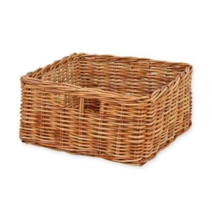 Large Square Honey Rattan Wicker Storage Basket Rustic Home Kitchen Organise - Picture 1 of 7