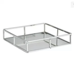 Silver Mirror Tray Square Candle Plate Wedding 20x20cm Karina Bailey Inspired - Picture 1 of 4