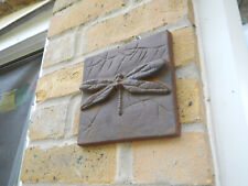 Rustic Dragonfly design solid Antique cast Iron tile, abstract design heavy