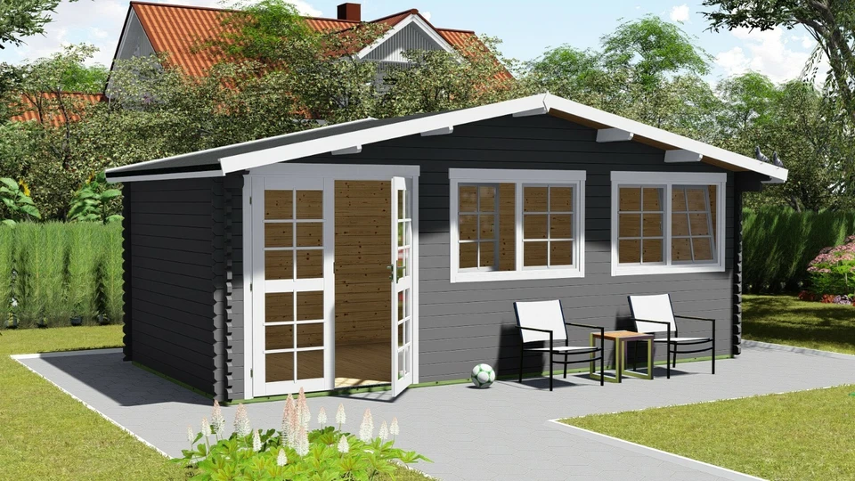 Gartenhaus Holz mit Boden 28 Mm ISO Holzhaus 6x4m 0.5m 40mm Regensburg 40053f