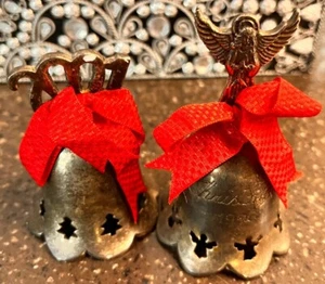 International Silver Co  Bells Silver plated Vtg 2 Christmas Angels 1996 2001 - Picture 1 of 9