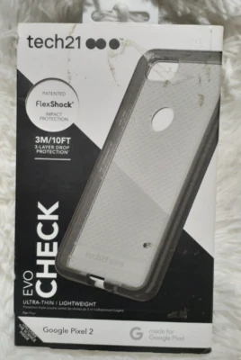 Tech21 FlexShock Evo Check Google Pixel 2 Case Smokey/Black Ultra Thin Light - Image 1 of 4