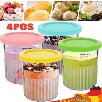 4x Creami Container Ice Cream Cups for Ninja Creami Deluxe Ice Cream Maker NC501EU - Image 1 of 4