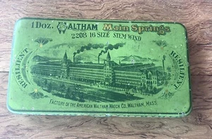 Antique litho tin  Main Springs for American Waltham Watch Co. Waltham Mass.#102 - Picture 1 of 10