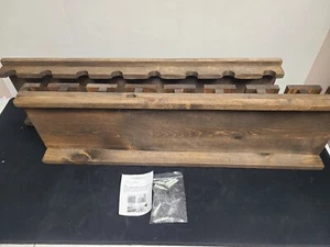Rustic Luxe 8-Bottle Dark Walnut Wood Wall Mounted Wine Glass Rack New - Picture 1 of 8