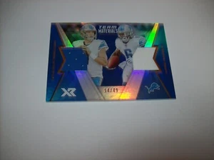 2020 Panini XR Team Materials Blue #14/49 D'Andre Swift Matthew Stafford SP - Picture 1 of 4