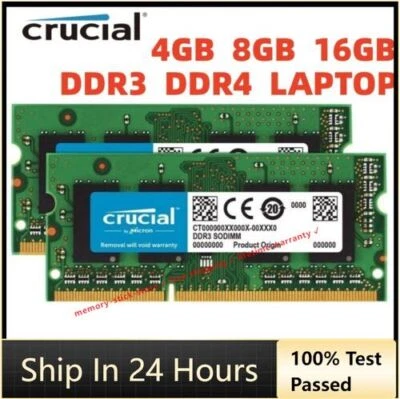 Crucial DDR3 DDR4 RAM 4GB 8GB 16GB 1600 2400 2666MHZ Memory RAM Laptop NoteBook - Image 1 of 4
