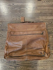 Vintage Leather Garment Bag Dilana Brown Travel Suit Dress Luggage Bi-Fold - Picture 1 of 13