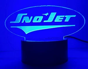 Sno Jet Vintage Snowmobile Laser Engraved Acrylic Lighted Desktop Remote Sign - Picture 1 of 6