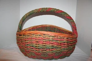 Cesta de piso de mimbre de yute GRANDE arco iris multicolor - Imagen 1 de 8