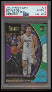 2017 Panini Select #28 Lonzo Ball Tri-Color Prizm PSA 10 - Picture 1 of 2