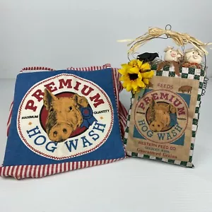 Vintage 'Premium Hog Wash' Apron & Wall Hanging Decor - Red, White & Blue, 35" L - Picture 1 of 5