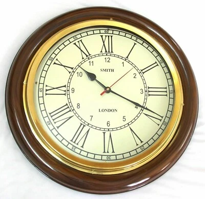 12" inch wooden brass smith London Roman Wall Clock home decor & gift items - Image 1 of 2