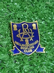 Wellingborough Bowls Club Enamel Badge Brass Pin Vintage Bowling Badge - Picture 1 of 2