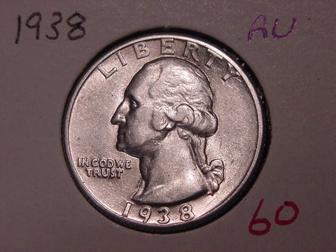 1938 WASHINGTON QUARTER AU NICE BETTER DATE FREE SHIPPING Cover