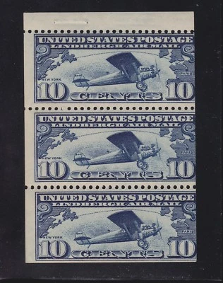 US C10a 10c Air Mail Booklet Pane Mint Fine OG NH SCV $115 (003) - Image 1 of 2