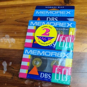Memorex DBS Normal Bias Audio Cassette Tape 2 Pack DBS 60 60 Minutes - Picture 1 of 3