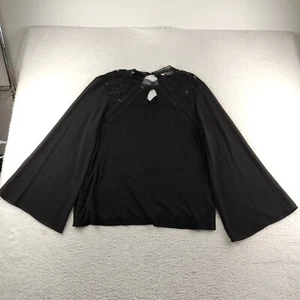 Nanette Lepore Blouse Sz XL Black Lace Whimsigoth Flowy Fairy - Picture 1 of 7