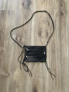 Rebecca Minkoff Crossbody Purse Black Tiered Fringe Zippers Coverts to Clutch - Picture 1 of 7