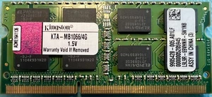 Kingston KTA-MB1066/4G 4GB DDR3-1066 PC3-8500 SODIMM Laptop Memory RAM - Picture 1 of 1