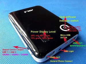 5V 2A USB Mobile Power Bank Black Charger box For 18650 Battery iPhone LED MP4 - Photo 1 sur 3