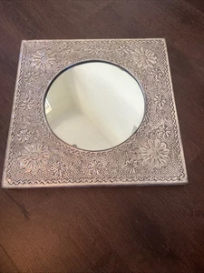 Vintage Mexican Tin Mirror Handcrafted - Hammered Hexagon 17x17 - Picture 1 of 4