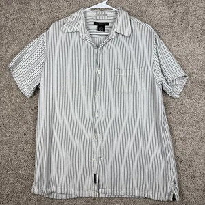 J Ferrar Mens Large Short Sleeve Button Down Shirt White with Stripes - Picture 1 of 6