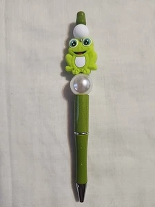 Bead Pen Green Frog Glitter Green Pen Pearl Bead - Picture 1 of 4