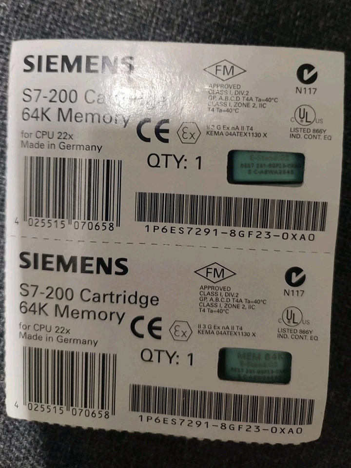 Siemens S7-200 64K Memory Card 6ES7 291-8GF23-0XA0 - Immagine 1 di 1