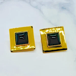 Auth YSL YVES SAINT LAURENT Square Clip On Earrings - Pre owned / LT5580 - Picture 1 of 8