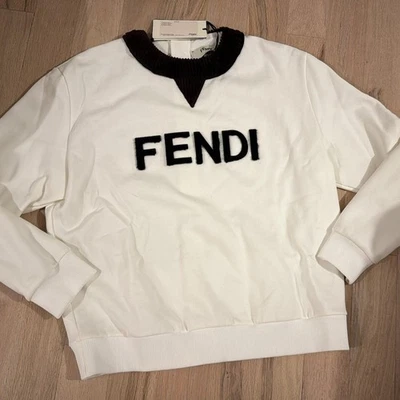 Fendi white reversible zip up sweatshirt sz M NWT - Image 1 of 4