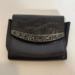"Bolso cinturón billetera de viaje Brighton negro cocodrilo en relieve 4x3,5""" - Imagen 1 de 4