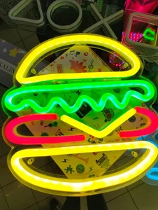 ACRYL LEUCHTSCHILD NEON LED SIGN HAMBURGER LIGHT USB 19 CM - Bild 1 von 5