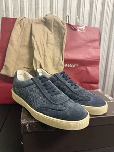bottega veneta mens shoes blue suede casual dress luxury sneakers 11 $1270 MSRP - Picture 1 of 18