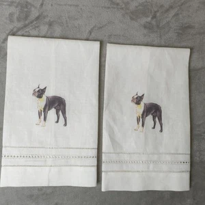 Lote de 2 toallas de cocina/té Boston Terrier decoración vintage - Imagen 1 de 5