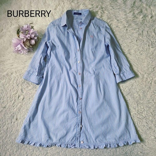 Camicia abito Burberry etichetta blu pezzo unico righe volant taglia 38M usata