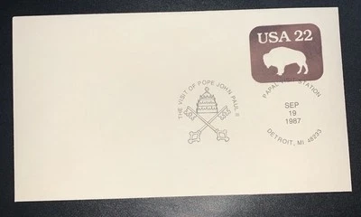 1985 US S#U608 Bison Engraved stamped envelope excellent condition Pope J Paul - Image 1 of 3