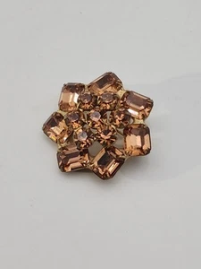 Vintage Brosche Anstecknadel weiß rosa / pfirsich Strass Blume floral - Bild 1 von 5