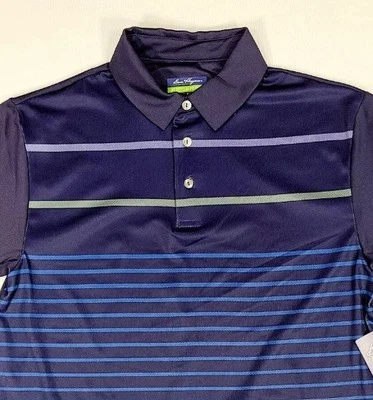 Ben Hogan Performance Short Sleeve Golf Polo Shirt Navy Oxford Stripe Small NWT - Image 1 of 4